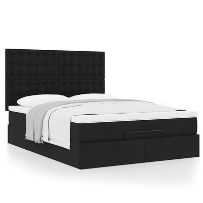 Ottoman Bed with Mattress Black Queen Fabric Payday Deals