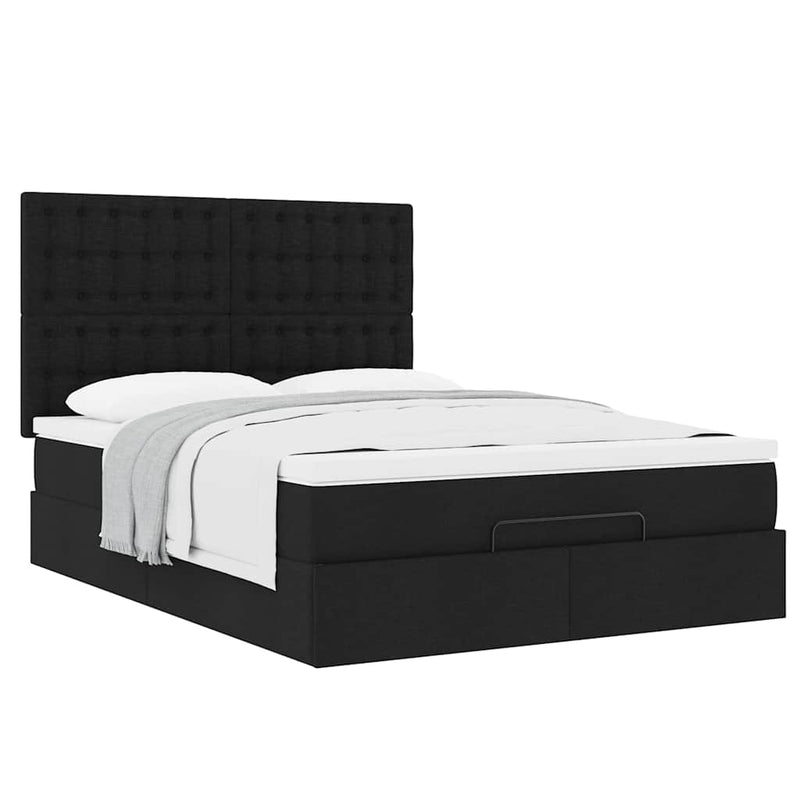 Ottoman Bed with Mattress Black Queen Fabric Payday Deals