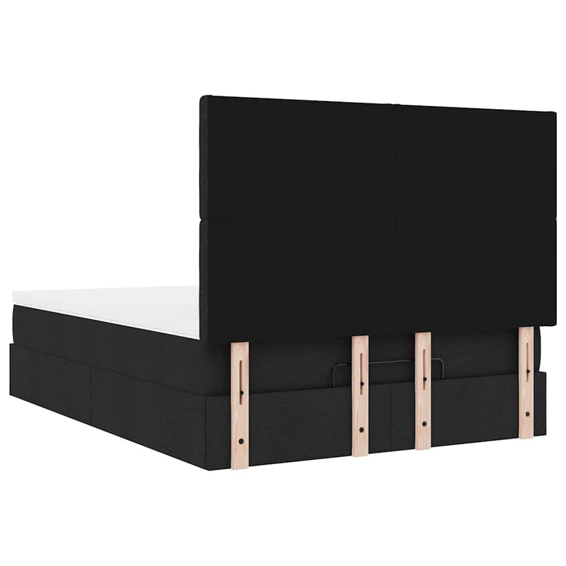 Ottoman Bed with Mattress Black Queen Fabric Payday Deals