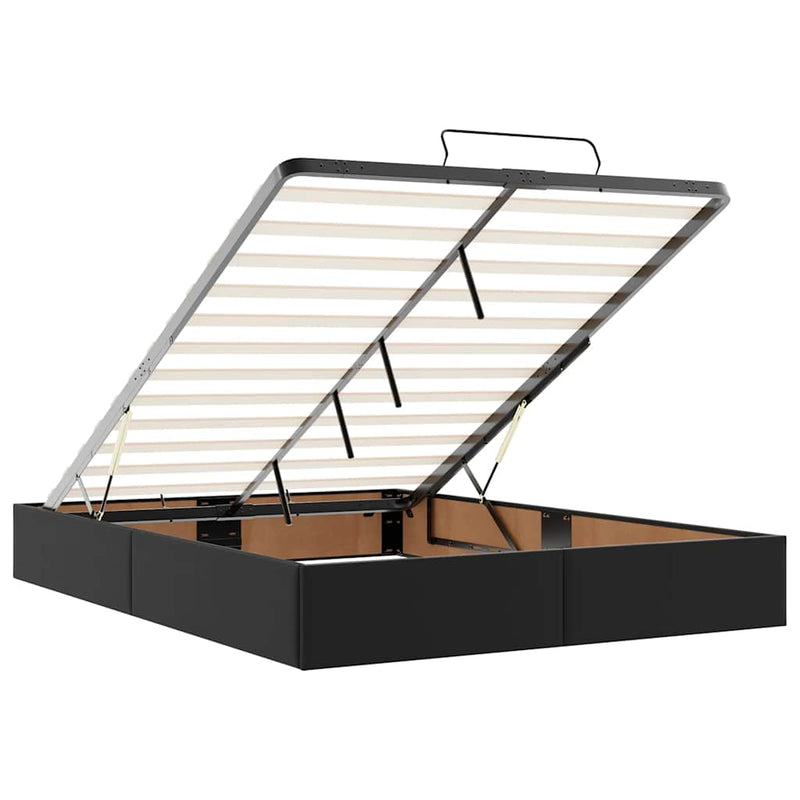 Ottoman Bed with Mattress Black Queen Faux Leather Payday Deals