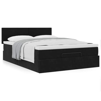 Ottoman Bed with Mattress Black Queen Velvet Payday Deals
