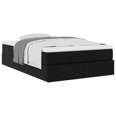 Ottoman Bed with Mattress Black Super Single Faux Leather Payday Deals