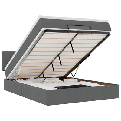 Ottoman Bed with Mattress Dark Grey Double Fabric Payday Deals