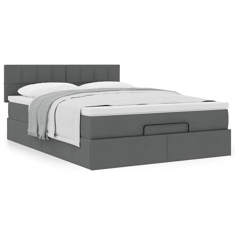 Ottoman Bed with Mattress Dark Grey Double Fabric Payday Deals