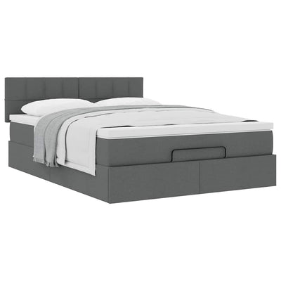Ottoman Bed with Mattress Dark Grey Double Fabric Payday Deals