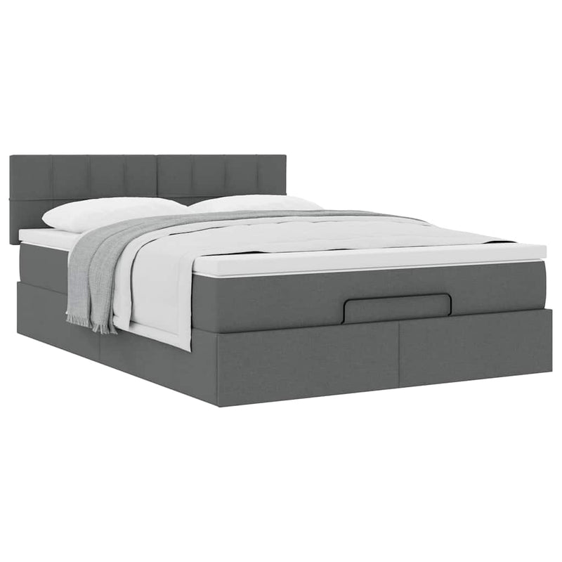 Ottoman Bed with Mattress Dark Grey Double Fabric Payday Deals