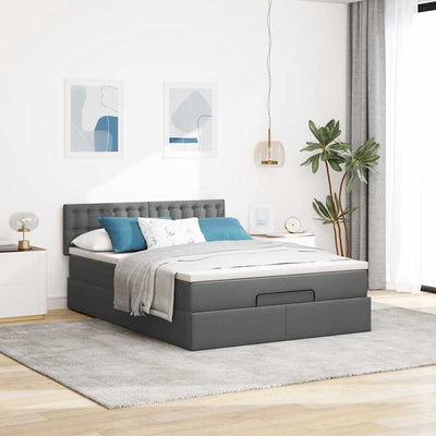 Ottoman Bed with Mattress Dark Grey Double Fabric Payday Deals