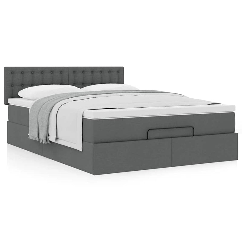 Ottoman Bed with Mattress Dark Grey Double Fabric Payday Deals
