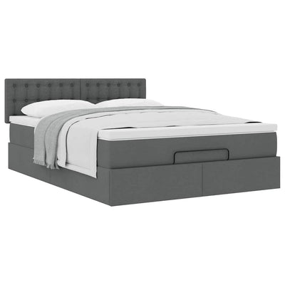 Ottoman Bed with Mattress Dark Grey Double Fabric Payday Deals