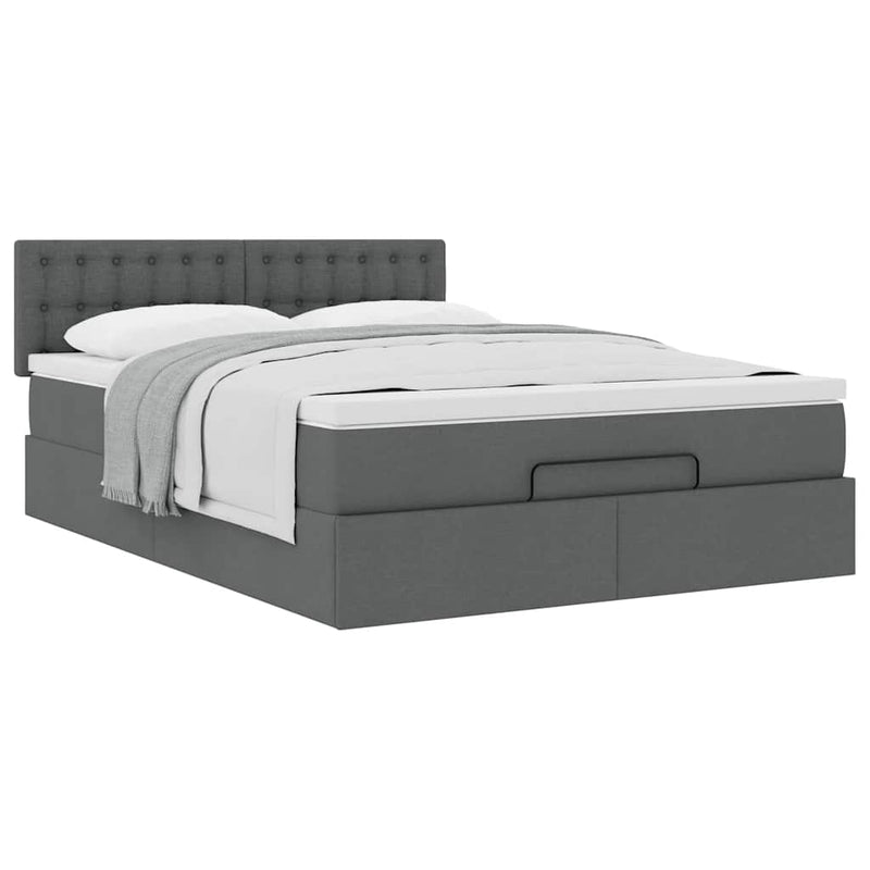 Ottoman Bed with Mattress Dark Grey Double Fabric Payday Deals