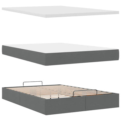Ottoman Bed with Mattress Dark Grey Double Fabric Payday Deals