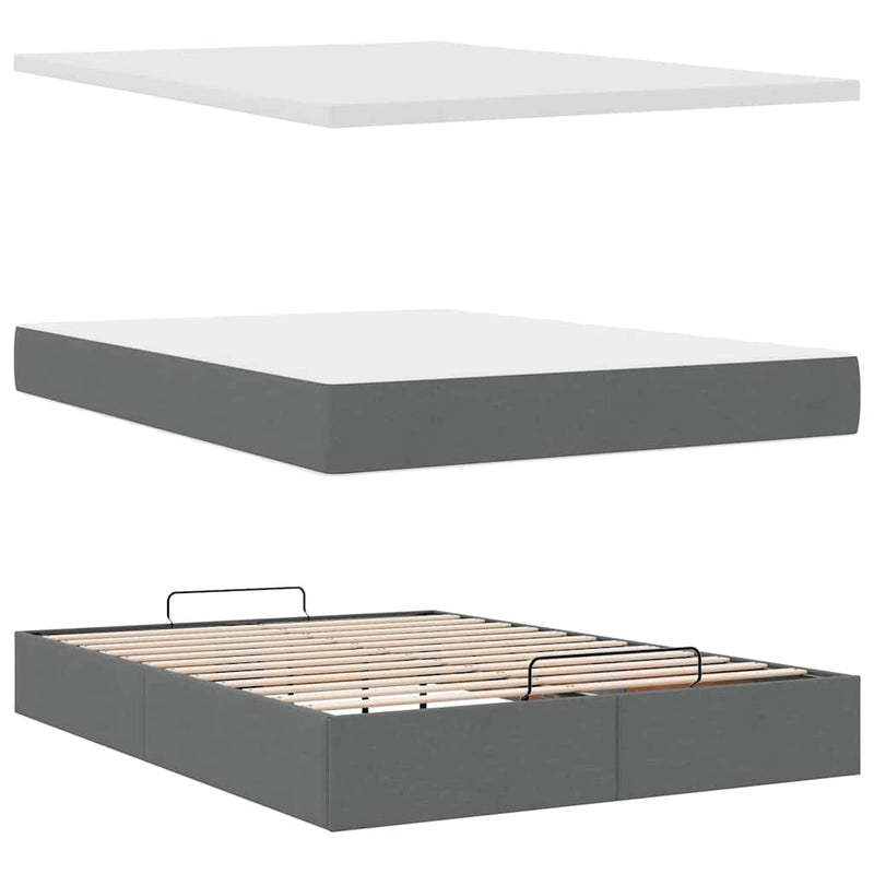 Ottoman Bed with Mattress Dark Grey Double Fabric Payday Deals