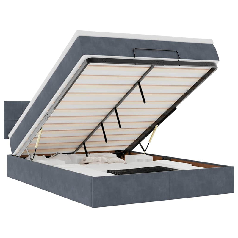 Ottoman Bed with Mattress Dark Grey Double Velvet Payday Deals