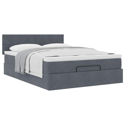Ottoman Bed with Mattress Dark Grey Double Velvet Payday Deals