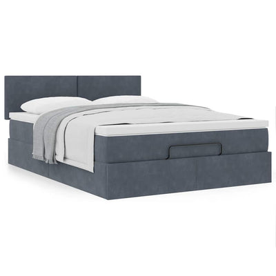 Ottoman Bed with Mattress Dark Grey Double Velvet Payday Deals