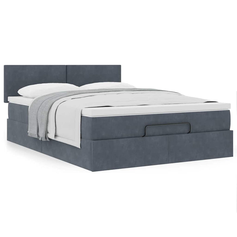 Ottoman Bed with Mattress Dark Grey Double Velvet Payday Deals