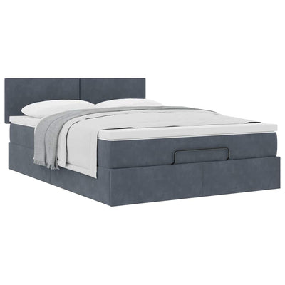 Ottoman Bed with Mattress Dark Grey Double Velvet Payday Deals