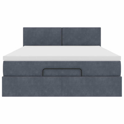 Ottoman Bed with Mattress Dark Grey Double Velvet Payday Deals