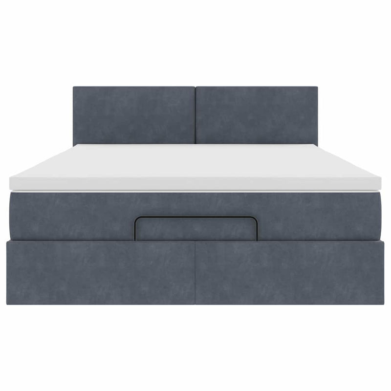 Ottoman Bed with Mattress Dark Grey Double Velvet Payday Deals