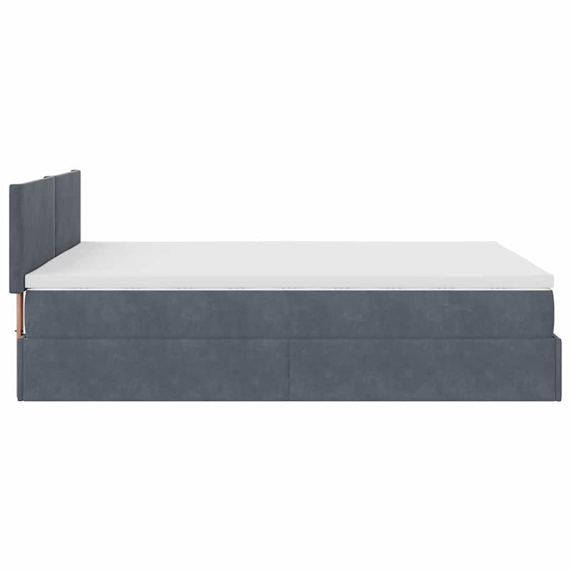 Ottoman Bed with Mattress Dark Grey Double Velvet Payday Deals