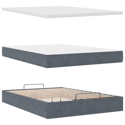 Ottoman Bed with Mattress Dark Grey Double Velvet Payday Deals