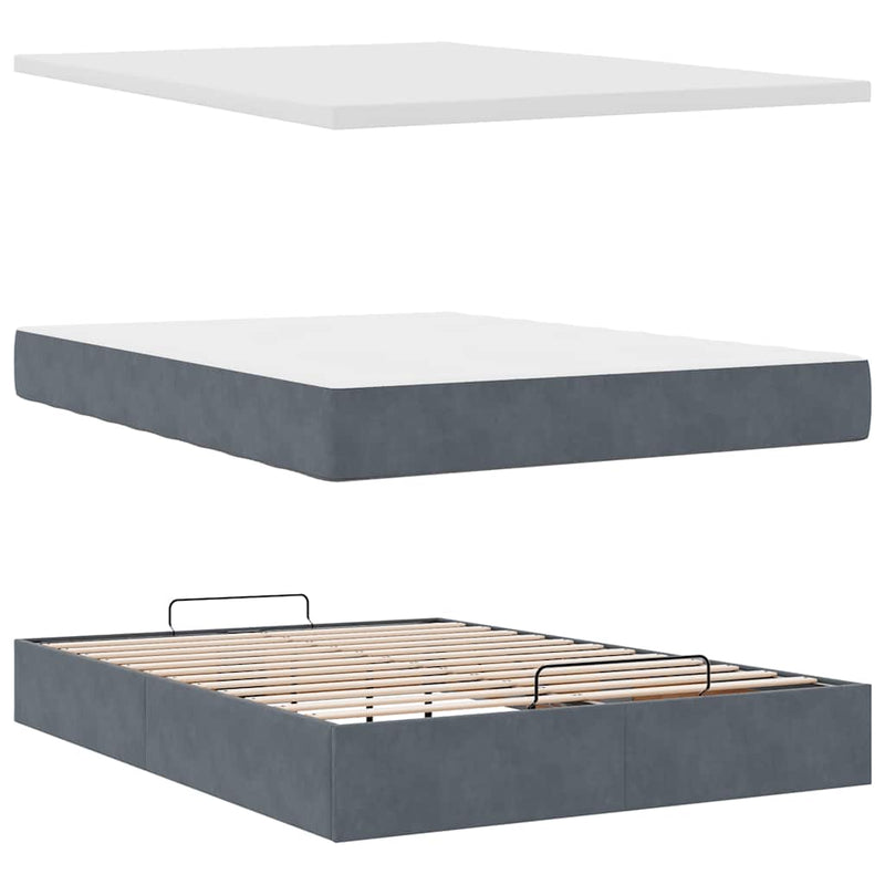 Ottoman Bed with Mattress Dark Grey Double Velvet Payday Deals