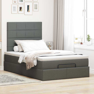 Ottoman Bed with Mattress Dark Grey King Single Fabric Payday Deals