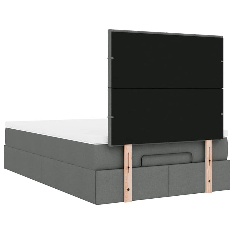 Ottoman Bed with Mattress Dark Grey King Single Fabric Payday Deals