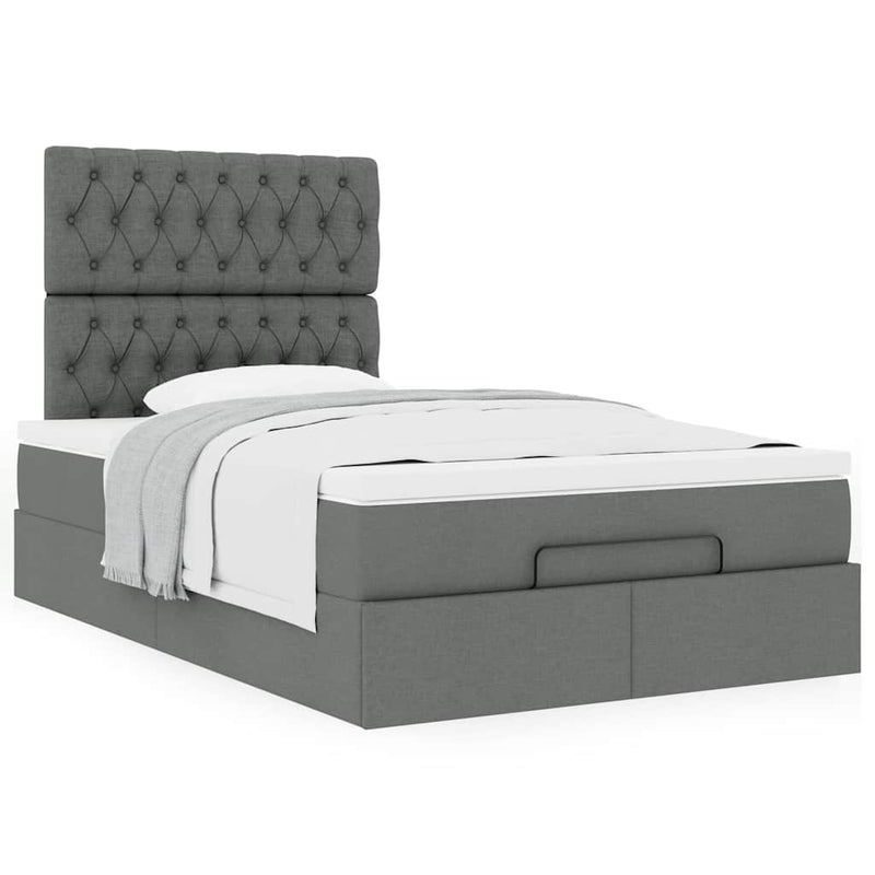 Ottoman Bed with Mattress Dark Grey King Single Fabric Payday Deals