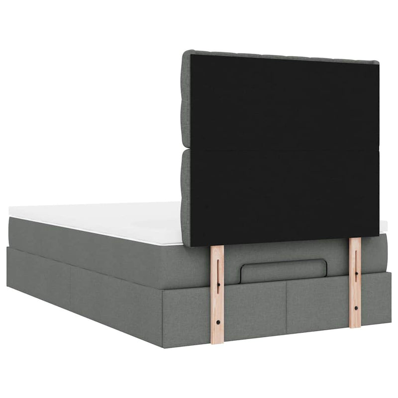 Ottoman Bed with Mattress Dark Grey King Single Fabric Payday Deals