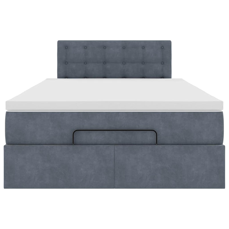Ottoman Bed with Mattress Dark Grey King Single Velvet Payday Deals