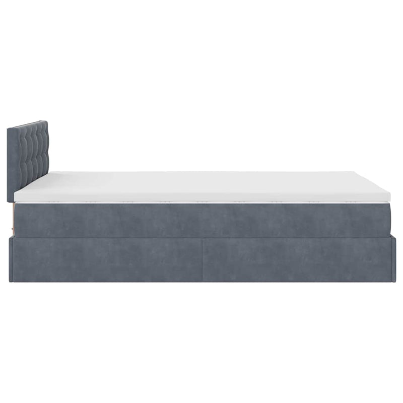 Ottoman Bed with Mattress Dark Grey King Single Velvet Payday Deals