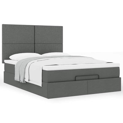 Ottoman Bed with Mattress Dark Grey Queen Fabric Payday Deals