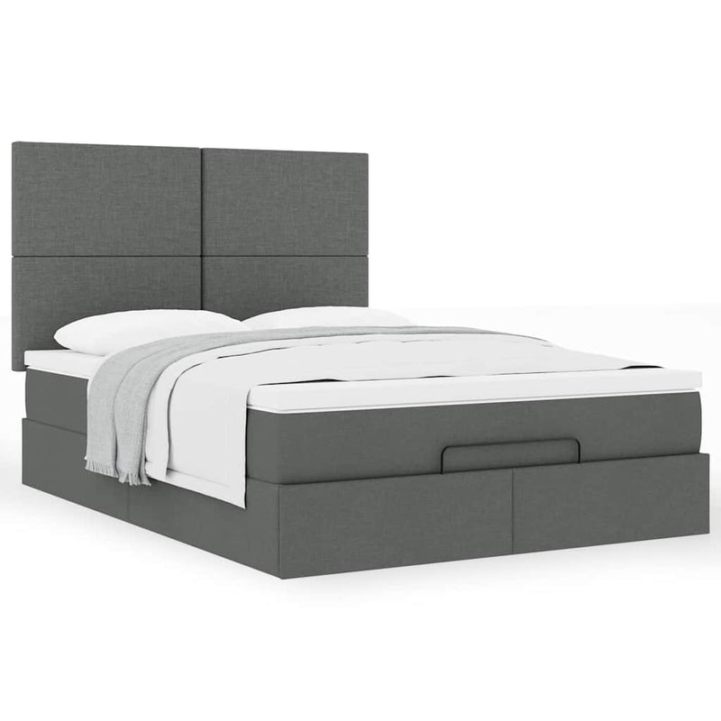 Ottoman Bed with Mattress Dark Grey Queen Fabric Payday Deals