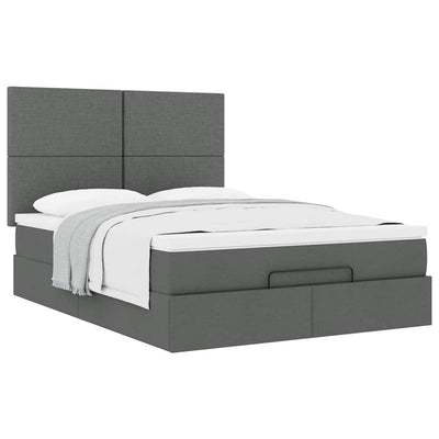 Ottoman Bed with Mattress Dark Grey Queen Fabric Payday Deals
