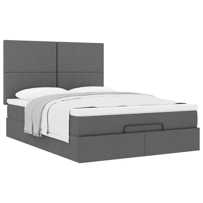 Ottoman Bed with Mattress Dark Grey Queen Fabric Payday Deals