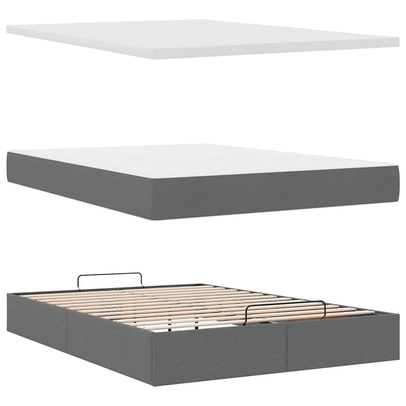 Ottoman Bed with Mattress Dark Grey Queen Fabric Payday Deals