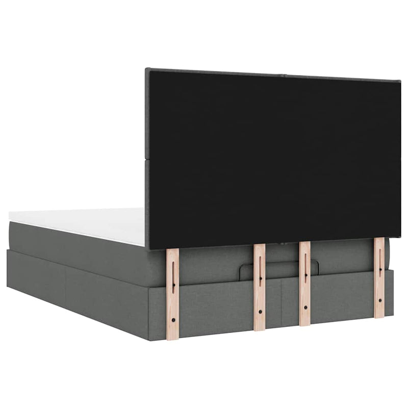 Ottoman Bed with Mattress Dark Grey Queen Fabric Payday Deals