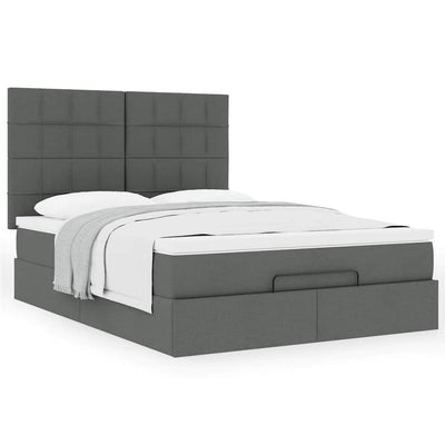 Ottoman Bed with Mattress Dark Grey Queen Fabric Payday Deals