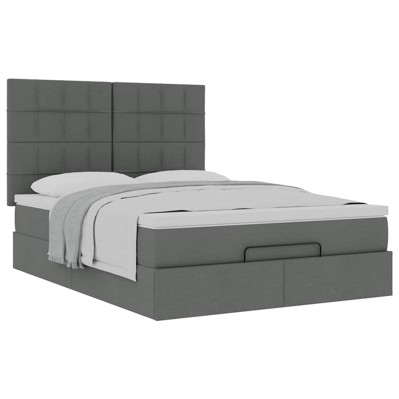 Ottoman Bed with Mattress Dark Grey Queen Fabric Payday Deals