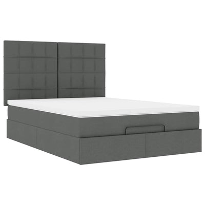 Ottoman Bed with Mattress Dark Grey Queen Fabric Payday Deals