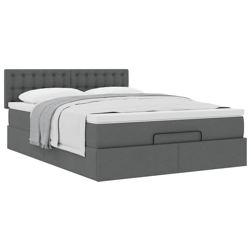 Ottoman Bed with Mattress Dark Grey Queen Fabric Payday Deals