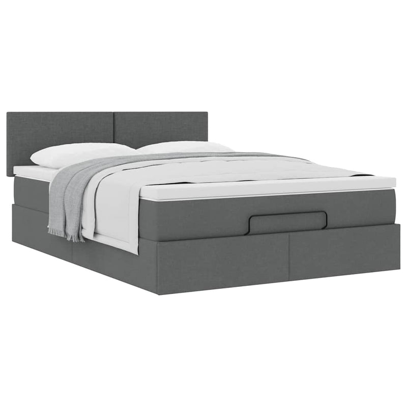 Ottoman Bed with Mattress Dark Grey Queen Fabric Payday Deals