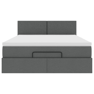 Ottoman Bed with Mattress Dark Grey Queen Fabric Payday Deals