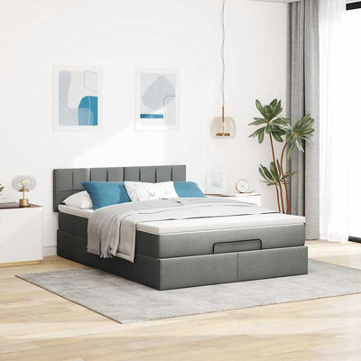 Ottoman Bed with Mattress Dark Grey Queen Fabric Payday Deals