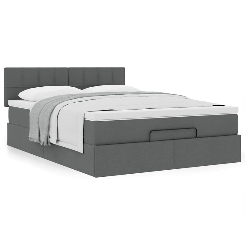 Ottoman Bed with Mattress Dark Grey Queen Fabric Payday Deals