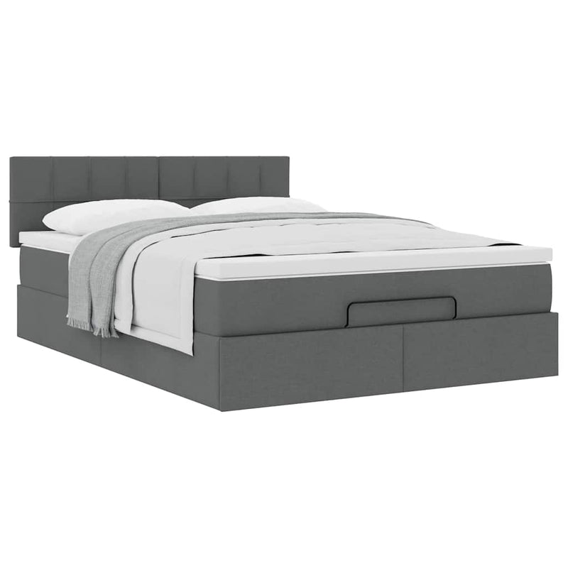 Ottoman Bed with Mattress Dark Grey Queen Fabric Payday Deals