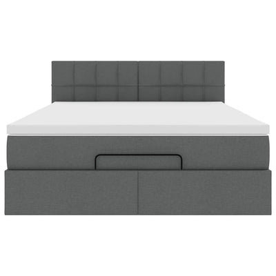 Ottoman Bed with Mattress Dark Grey Queen Fabric Payday Deals