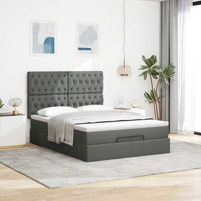 Ottoman Bed with Mattress Dark Grey Queen Fabric Payday Deals