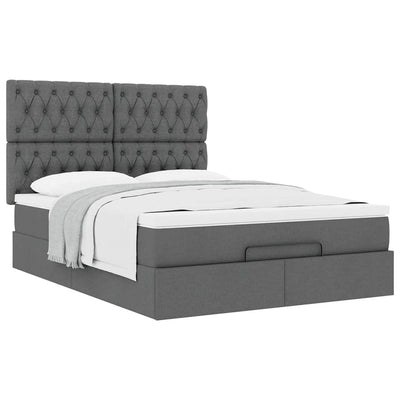 Ottoman Bed with Mattress Dark Grey Queen Fabric Payday Deals